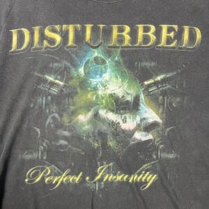 Disturbed Graphic T Shirt Men's XL Black Perfect Insanity Rock Band Tee Y2K